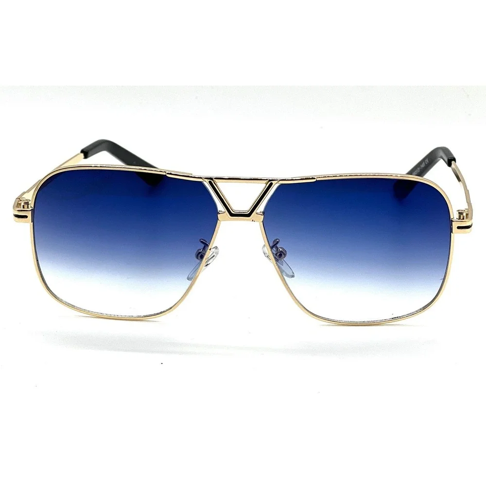 Aviator Sunglasses Gold Frame Blue Mirror Lens Fashion Sun Glasses Retro Classic